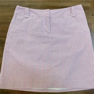 Ann Taylor LOFT red and white seersucker skirt